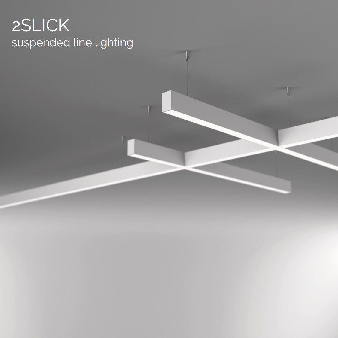 2slick small line suspended line lighting end 2400x40x65mm 3000k 3549lm 40w dali