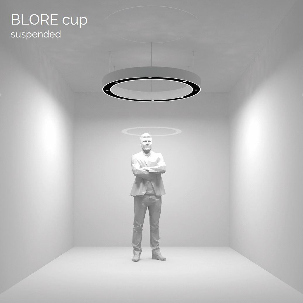 blore cup ring luminaire suspended 1800mm 3000k 13654lm 20x6w fix
