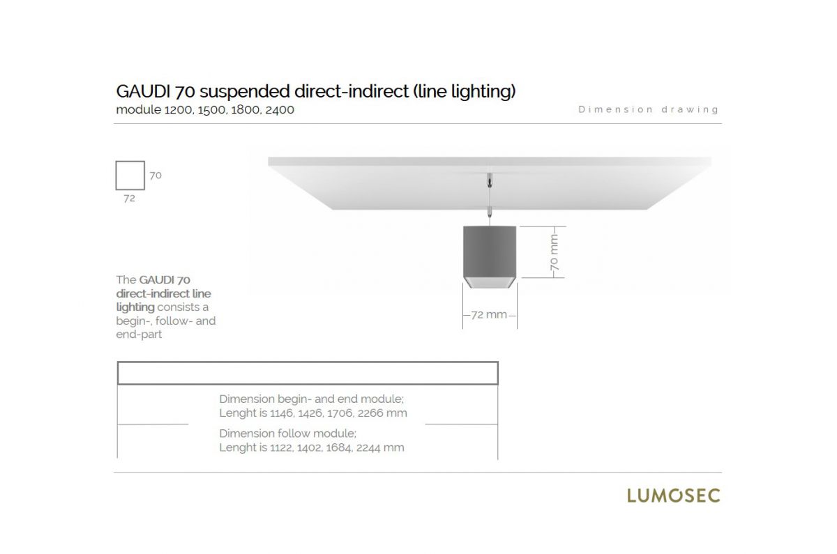 gaudi 70 line lighting directindirect first suspended 1500mm 3000k 9348lm 4025w fix